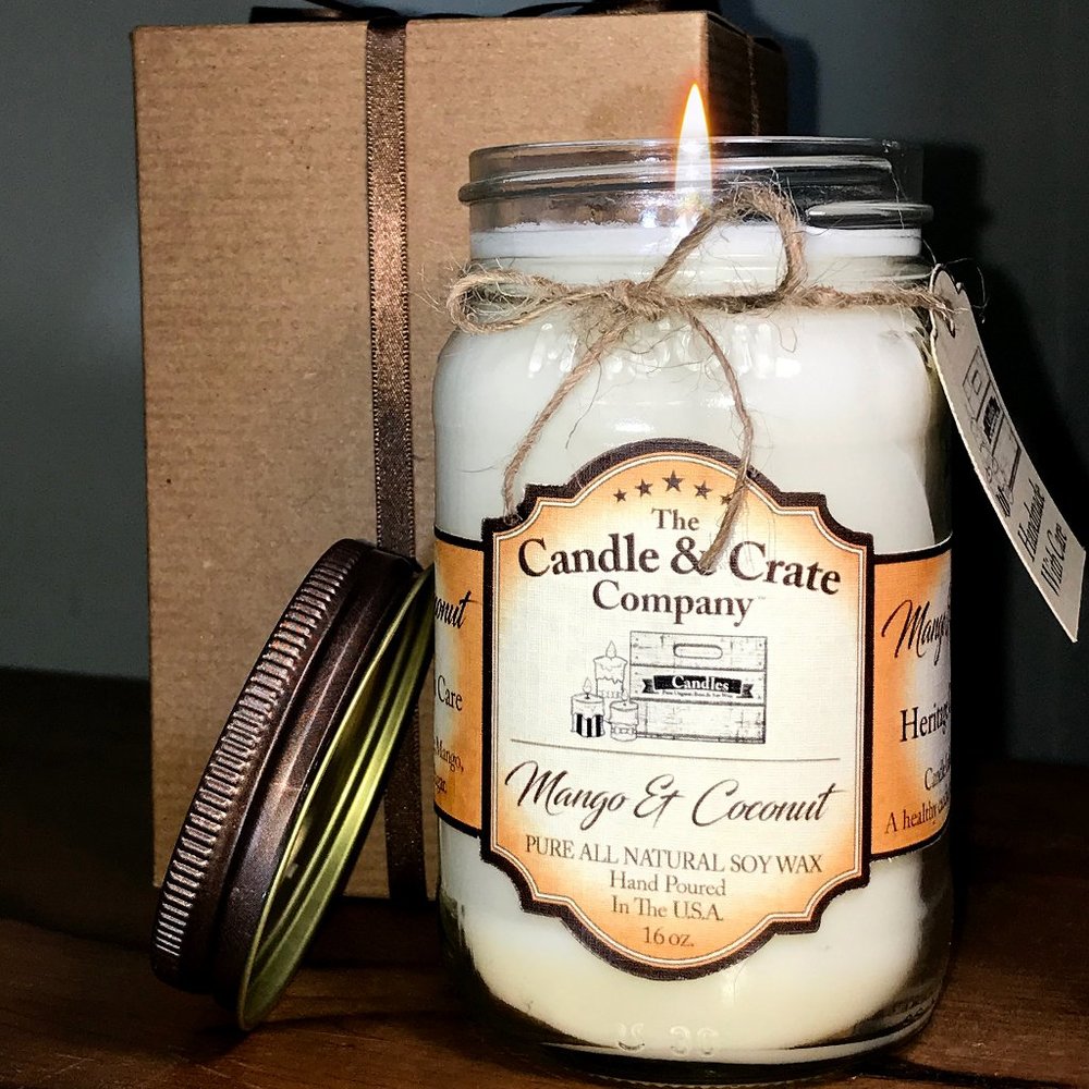 Mango And Coconut Handmade Mason Jar Soy Candle